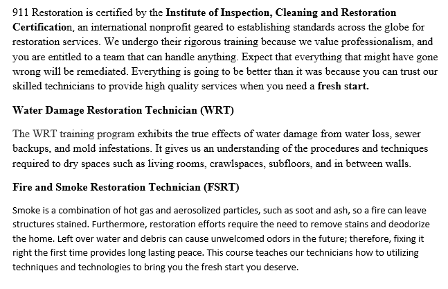 911 Restoration Certificates